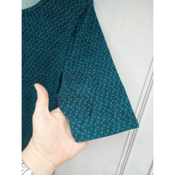 NWT LuLaRoe Dress SZ M Sheath Stretch Julia Style Turquoise 3/4 Sleeves Knee Len - Picture 5 of 16